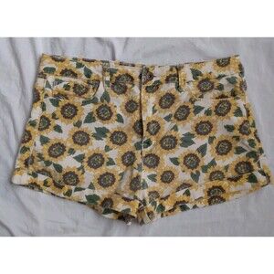 Forever 21 Sunflower Shorts Denim Cuffed Hippie Boho Women's Size 29